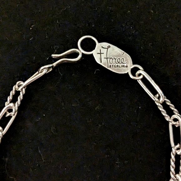 Vintage Foreé Hunsicker Sterling Silver Necklace Engraved Luggage Tags & Cherub - Picture 2 of 16